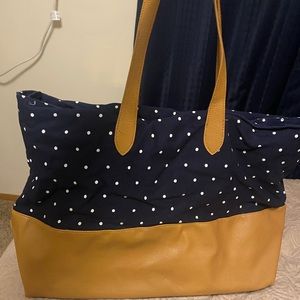 Large Navy Polka Dot Tote